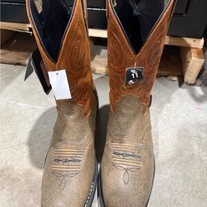 Men's Brown/Tan Western Pull-On Boots